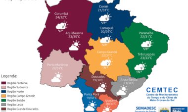 Sexta terá calor e tem chance de chuva em parte de Mato Grosso do Sul